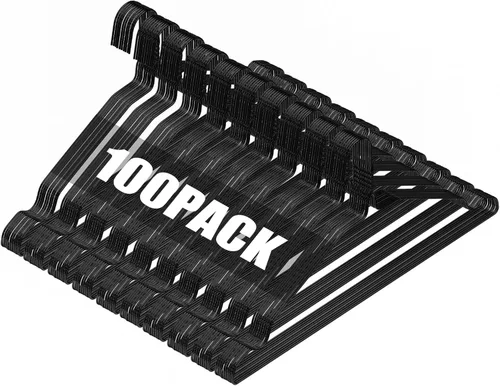 Miniatura 10 de SPECILITE Perchas de Alambre Paquete de 50, Perchas de Alambre de Metal para Ropa a Granel para Abrigos, Perchas de Metal que Ahorran Espacio Negro