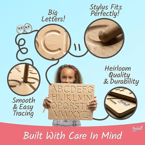 Miniatura 6 de Hulats Aprende a Escribir - Tablas de Trazado de Números y Letras para Niños de 3-5 años - Tableros de Aprendizaje de Alfabeto de Madera Montessori