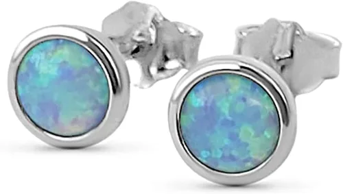 Miniatura 9 de Aretes de ópalo – Aretes de tuerca de 0.236 in – Aretes minimalistas de ópalo para mujer