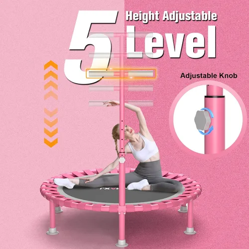 Miniatura 3 de ZCMHAXJ Mini trampolín plegable, trampolín de rebote de 40 pulgadas para adultos y niños, capacidad de 450 libras con barra ajustable en forma de T