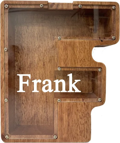Miniatura 30 de Alcancía grande de madera personalizada para niños, alcancía con nombre personalizado, alcancía (nombre grabado láser) letras del alfabeto