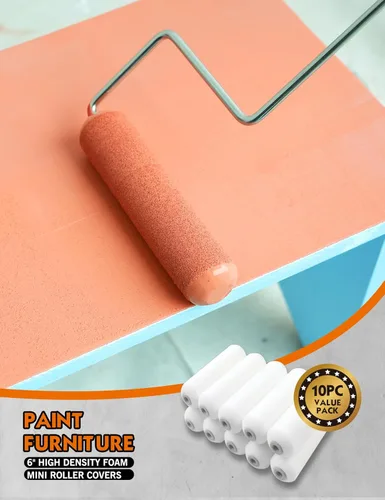 Miniatura 5 de ROLLINGDOG Fundas de rodillo de pintura de 6 pulgadas, fundas de rodillo de pintura de espuma de alta densidad para un corte suave y pintura de 10