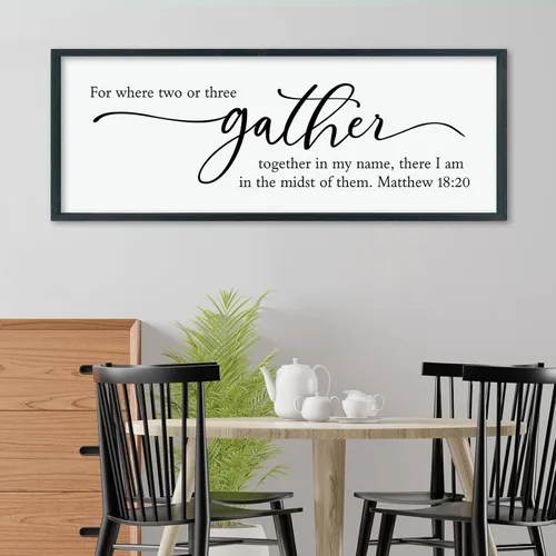 Miniatura 12 de LuZhiQiang Arte de pared para comedor 81,3×30,5 cm "Bless The Food Before Us" Letrero cristiano para cocina, cita familiar agradecida, cuadro grande