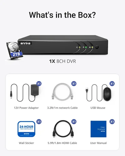 Miniatura 10 de ANNKE Grabadora de video digital 3K Lite de 8 canales, H.265+ DVR híbrido 5 en 1 con detección de IA humanos/vehículos, acceso remoto para cámara