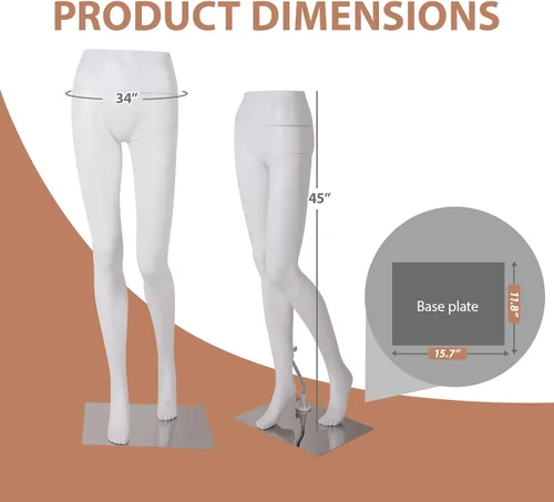 Miniatura 3 de Kinfant Maniquí femenino de medio cuerpo blanco – Maniquí femenino elegante con base estable, pantalla de forma de vestido de manne quin, maniquíes