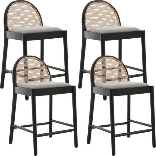 Miniatura 35 de Ya-Home Juego de 2 taburetes de bar de mediados de siglo, taburetes de bar de 26 pulgadas con respaldo de ratán Sherpa de altura de mostrador