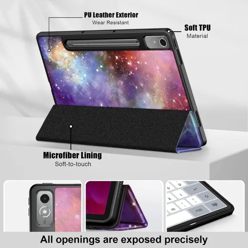 Miniatura 3 de Funda para Lenovo Tab P12 de 12.7 pulgadas 2023 TB-370FU, carcasa trasera de TPU suave delgada inteligente con cubierta de soporte multiángulo