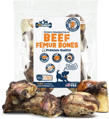 Miniatura 10 de Huesos de perro de un solo ingrediente, fabricados en Estados Unidos, huesos de fémur de carne de res, huesos naturales para masticadores agresivos