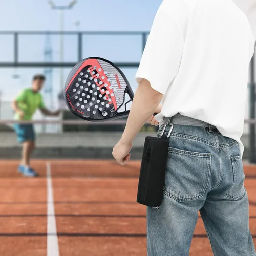 Miniatura 7 de Bolsa de almacenamiento portátil para pelotas de pádel con gancho de metal, bolsa de transporte para pelotas de pádel con capacidad para 3 piezas