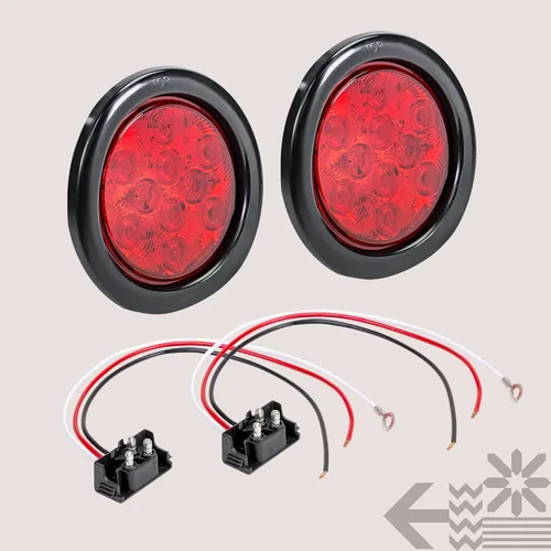 Miniatura 6 de Luces de LED traseras, de freno, redondas, color rojo, de 4 pulgadas para camiones, casas rodantes, Jeep. – Certificado DOT, anillo de hule