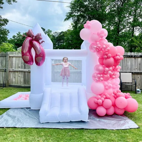 Miniatura 4 de POYOUNGHU Casa de Rebote Blanca, Casa con Inflador, Inflable para Saltar, Juguete para Niños, Material Extra Grueso Cosido para Mayor Durabilidad