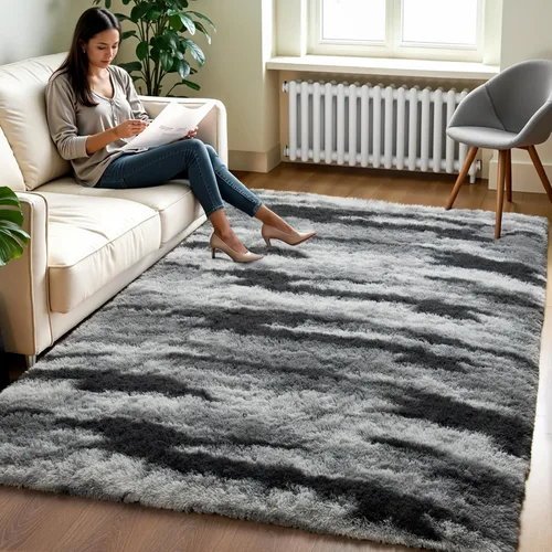 Miniatura 43 de Zentavio Alfombras de área para sala de estar, alfombras grises para dormitorio, alfombra de 4 x 6, alfombra mullida, peluda y suave, shag estética