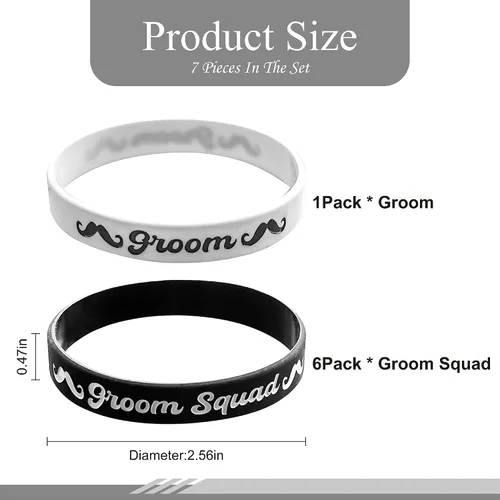 Miniatura 2 de PartyGifts&beyond Pulseras de regalo de despedida de soltero, regalo de propuesta de padrinos de boda, 7 pulseras de silicona para novios de boda