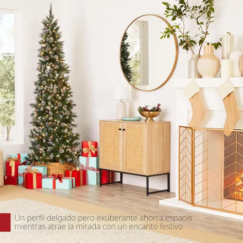 Miniatura 4 de Best Choice Products Árbol de Navidad artificial de 7.5 pies con bisagras de pino preiluminado, parcialmente flocado y escarchado, decoración