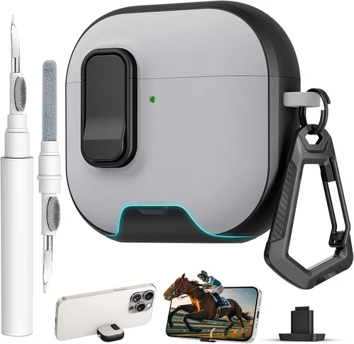 Miniatura 10 de Funda para AirPods Pro 3 con cerradura, textura de piel TPU duradera, antipérdida y a prueba de golpes, accesorios con kit de limpieza en llavero