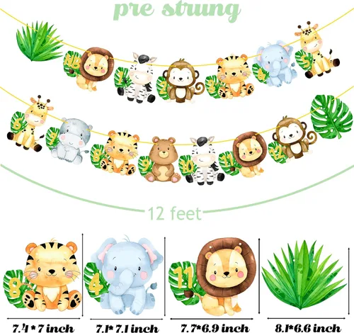 Miniatura 3 de Safair - Cartel de fotos de 1er cumpleaños de animales de safari en la selva, suministros para fiestas