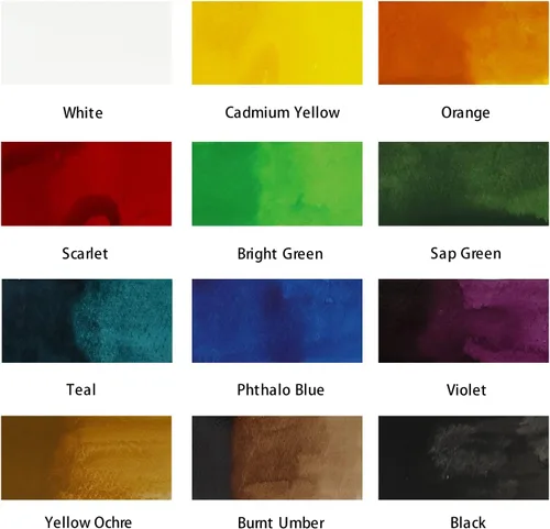 Miniatura 3 de Mont Marte Tinta Acrílica Premium 12 piezas x 20 ml (0,7 fl.oz. EE.UU.), Tintas acrílicas para artistas, colores esenciales, ideal para aerógrafo