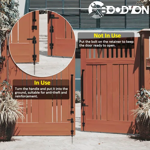 Miniatura 3 de Barra de caída de 24 pulgadas para tornillo de bastón de puerta resistente, pestillo de suelo para puertas de madera, tope de puerta para vallas