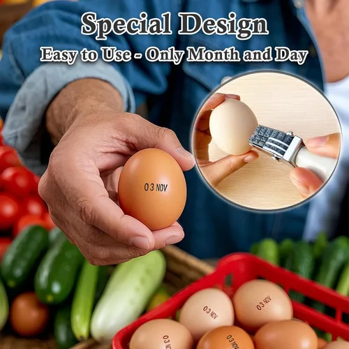 Miniatura 4 de Sellador de Fecha para Huevos, Sello de Goma de 4mm para Huevos Frescos de Granja, Pato, Pavo, Ganso y Codorniz