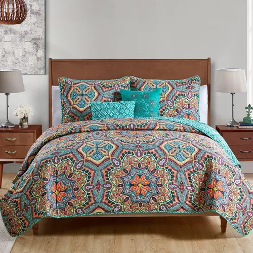 Miniatura 15 de VCNY HOME Yara Collection - Juego de edredón reversible ultra suave, ligero, fresco y transpirable, lavable a máquina, individual XL, aguamarina, 4