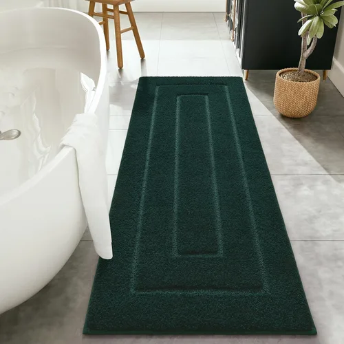 Miniatura 24 de HOMORE Alfombra de baño gris de 24 x 60 pulgadas, suave, absorbente, alfombra de pasillo de baño lavable, alfombras largas antideslizantes