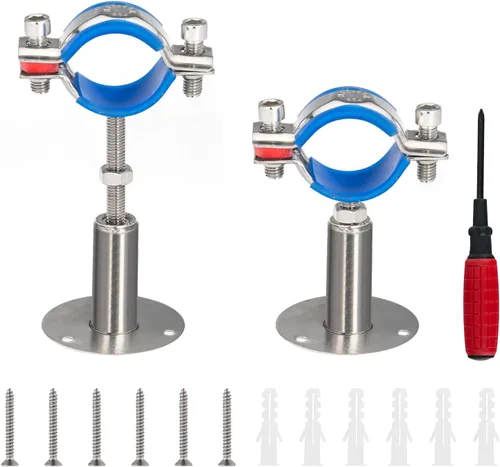 Miniatura 15 de 2 unidades de soportes de tubo para montaje en pared y en techo, de acero inoxidable 304, adecuados para tubos con diámetro exterior de 1-1/2