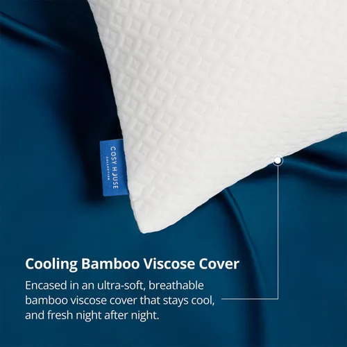 Miniatura 4 de Cosy House Collection Almohada de espuma viscoelástica triturada de lujo con rayón derivado del bambú - Relleno ajustable y extraíble - Funda fresca