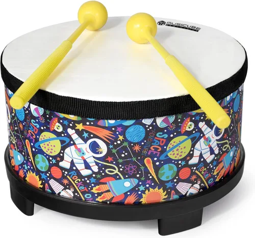Juego de batería para niños con 2 baquetas de 8 pulgadas, juguetes de tambor de piso para niños pequeños, juguetes educativos de instrumentos Tambor
