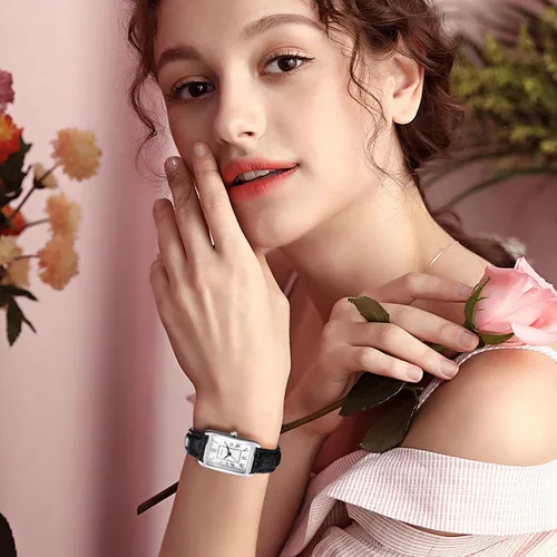 Miniatura 4 de Avaner Relojes de cuero cuadrados para mujer reloj de pulsera con correa de cuero elegante analógico de cuarzo para mujer