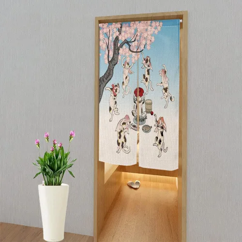 Miniatura 3 de Leowefowa Noren - Cortina japonesa para puerta, cortina de puerta de estilo japonés, para tratamiento de ventana, tapiz de poliéster para decoración