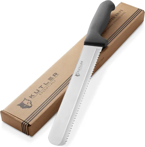 Miniatura 9 de KUTLER Profesional Cuchillo de pan de 14 pulgadas y cortador de pastel con borde dentado - Cuchería de acero inoxidable ultra afilada