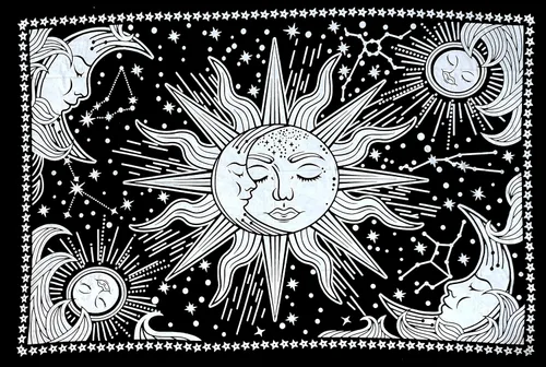 Miniatura 7 de ICC - Tapiz de sol y luna, tapiz de sol blanco y negro, sábana para colgar en la pared, decoración de habitación, tapices estéticos de arte místico