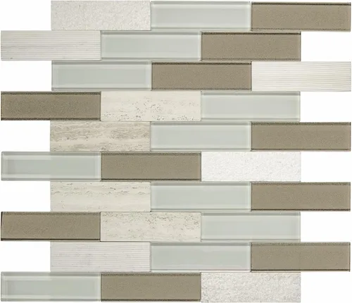 Daltile SimplyStick Mosaix Mosaix - Mosaico de ladrillo de 1.25 x 4 pulgadas para despegar y pegar de piedra caliza y vidrio, color blanco chenilla