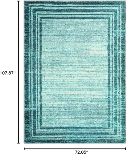 Miniatura 50 de Alfombra de pasillo moderna abstracta Lahome, alfombra lavable turquesa de 2 x 6 pulgadas para entrada, alfombra antideslizante de bajo pelo
