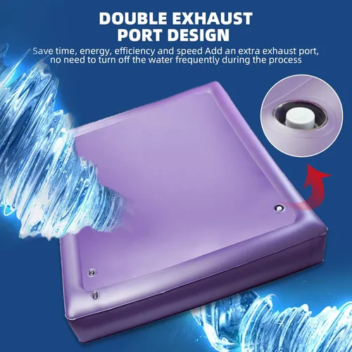 Miniatura 3 de Free Flow - Colchón de agua de onda completa, cama de agua cuadrada de PVC morado suave, cómodo y plegable para ancianos, niños y adultos