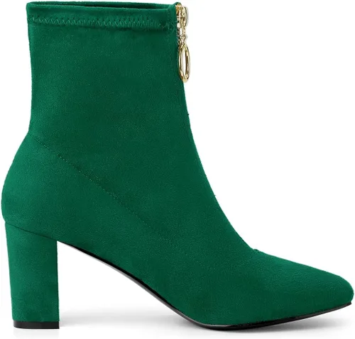 Miniatura 6 de Allegra K Botines de tacón alto grueso con cremallera frontal para mujer