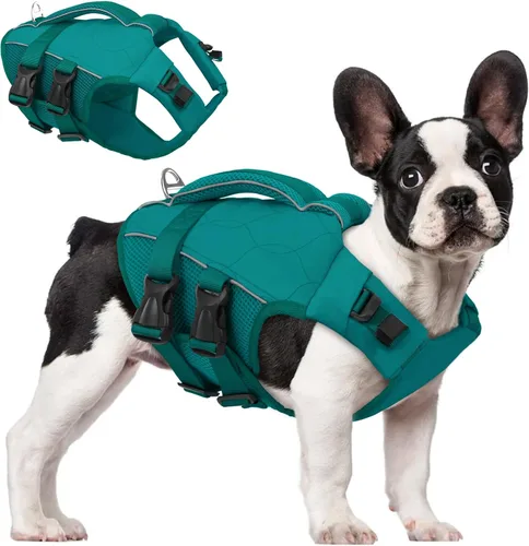 Miniatura 12 de ASENKU Chaleco salvavidas para perros, chaleco de natación para perros de alta flotación con asas de rescate para perros pequeños, medianos