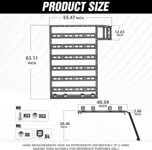 Miniatura 3 de YZONA Portaequipajes para techo rígido con escalera y 4 luces LED, compatible con Toyota 4Runner / Land Cruiser & Prado de 4 puertas, portaequipajes