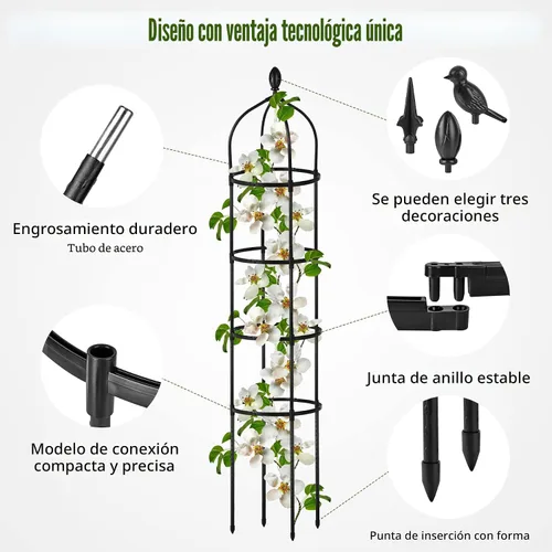 Miniatura 4 de Enrejado de obelisco de jardín para plantas trepadoras al aire libre, 6 pies, rosal, enrejado redondo para macetas, enrejado de flores de metal a