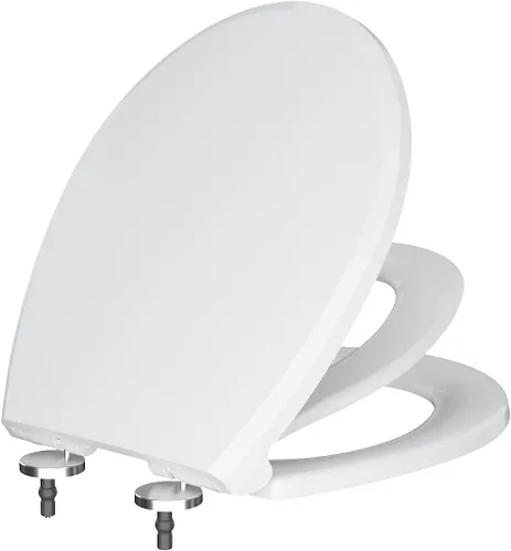 Miniatura 3 de R&T Asiento de inodoro redondo con asiento de entrenamiento para ir al baño integrado, asiento de cierre lento para niños y adultos, fácil