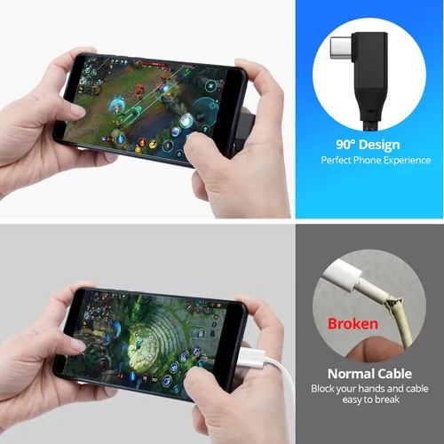 Miniatura 2 de UseBean Cable USB C a USB C de 100 W, 6.6 pies (paquete de 2), USB 3.2 Gen2 Gen2x2 de ángulo recto de transferencia de datos de 20 Gbps y carga