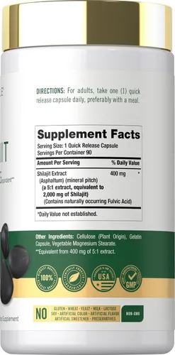 Miniatura 2 de Carlyle - Cápsulas de Shilajit 2000mg 90 unidades Suplemento sin OMG y sin gluten