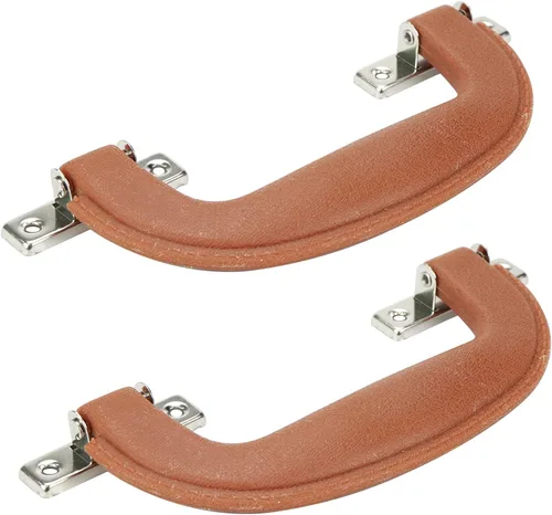 2 manijas de plástico para maleta, equipaje, guitarra, caja musical, con tornillos de montaje, color rojo marrón