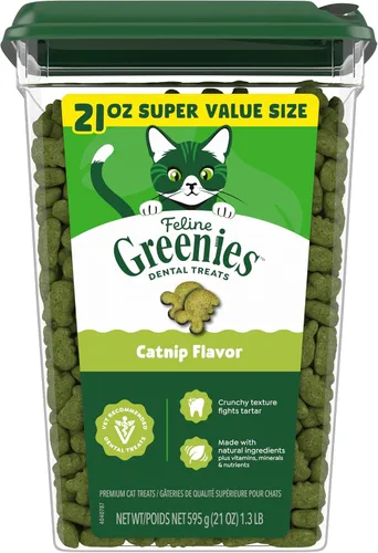 Miniatura 12 de Greenies Golosinas dentales naturales para gatos adultos recomendadas por veterinarios felinos, sabor hierba gatera, bolsa de 2.1 onzas
