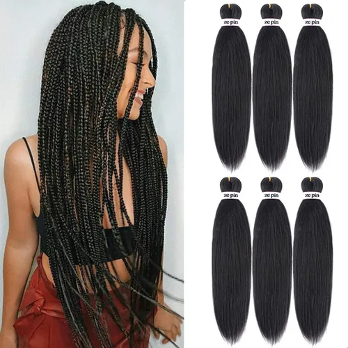 Miniatura 33 de Cabello trenzado preestirado de 22 pulgadas, 6 paquetes de cabello profesional suave Yaki trenzado para trenzas con ajuste de agua caliente