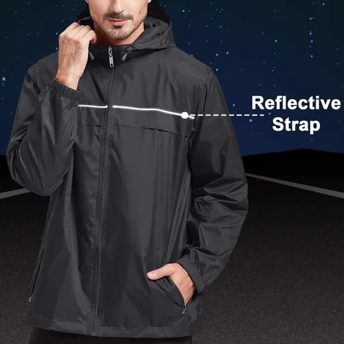 Miniatura 3 de SWISSWELL Chaqueta de lluvia impermeable para hombre, abrigo ligero para correr, rompevientos, golf, moda