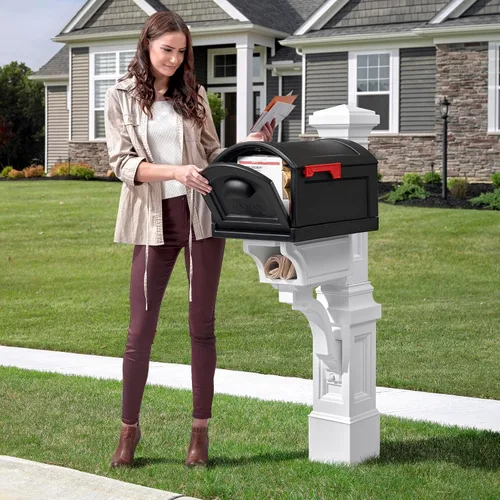 Miniatura 7 de Step2 Atherton Buzón y poste extra grande, resistente a la intemperie, buzones grandes para exteriores, hechos de plástico duradero, fácil