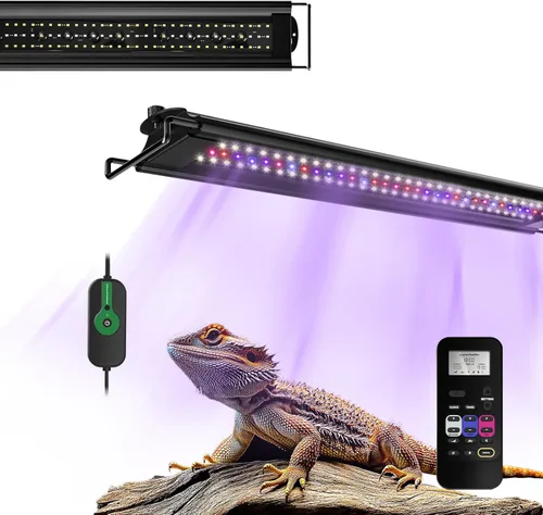 20W Luz UVB para Reptiles, Lámpara de Tira UVB UVA para Reptiles con Atenuación, Control Remoto LCD con Temporizador 24/7, Luces de Tira UVB para