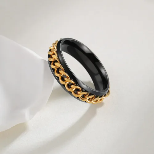 Miniatura 11 de Anillos giratorios para la ansiedad para hombre, anillos clásicos de cadena para mujeres y adultos, anillo de acero de titanio