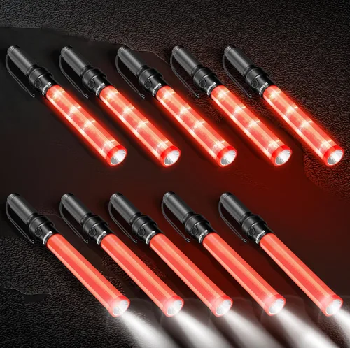 Miniatura 10 de E-riding 10 varitas de tráfico de señal de 21 pulgadas, varita de control de tráfico con LED blanco en la parte superior, luz de tráfico